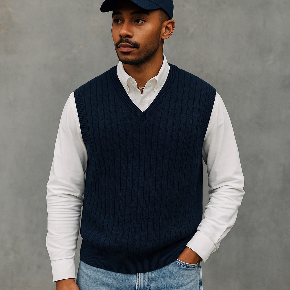 Kallspin Cashmere Wool‎ Blend Sweater Vest Men's L Old Money Preppy Quiet Luxury